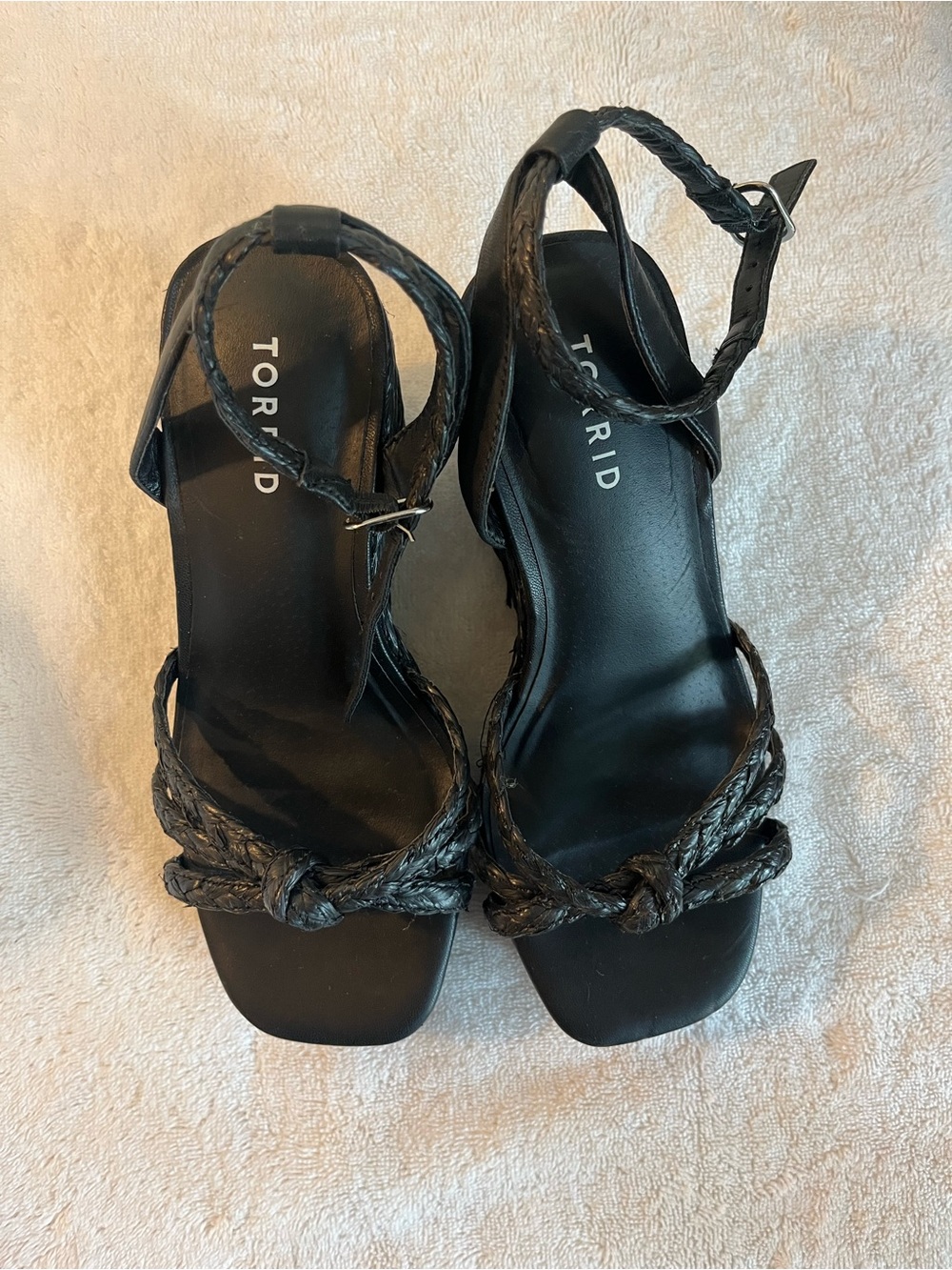 TORRID Black Braided Strap Slingback Sandals 7 wide